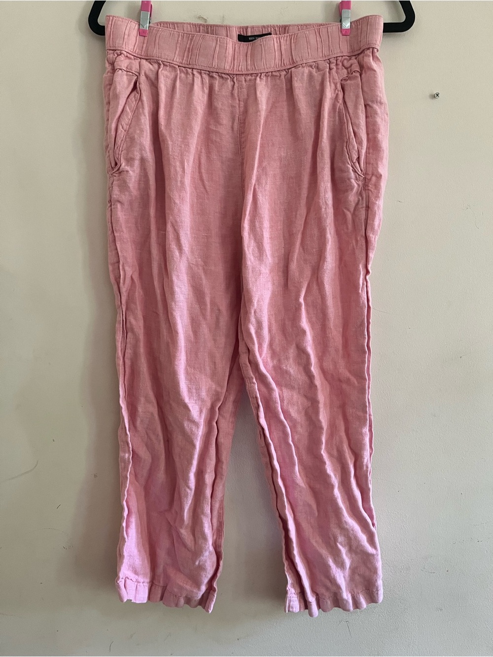 Jones New York Pink 100% Linen Straight Leg Pants Medium Pink Coastal Beach